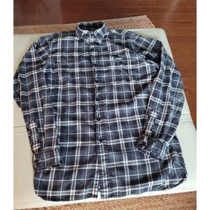 POLO Ralph Lauren, Plaid, Lightweight Flannel Shirt,‎ Black and Gray size Medium